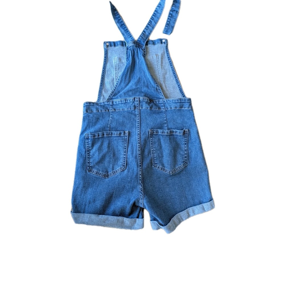Shein Girl's Shorts‎ Overall Size Large Denim Rolled Hem 3 Button Sides - Picture 2 of 3